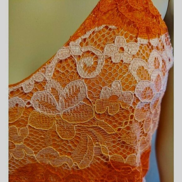 SOLA La Fe Orange And White Lace Spaghetti Straps - Picture 1 of 5
